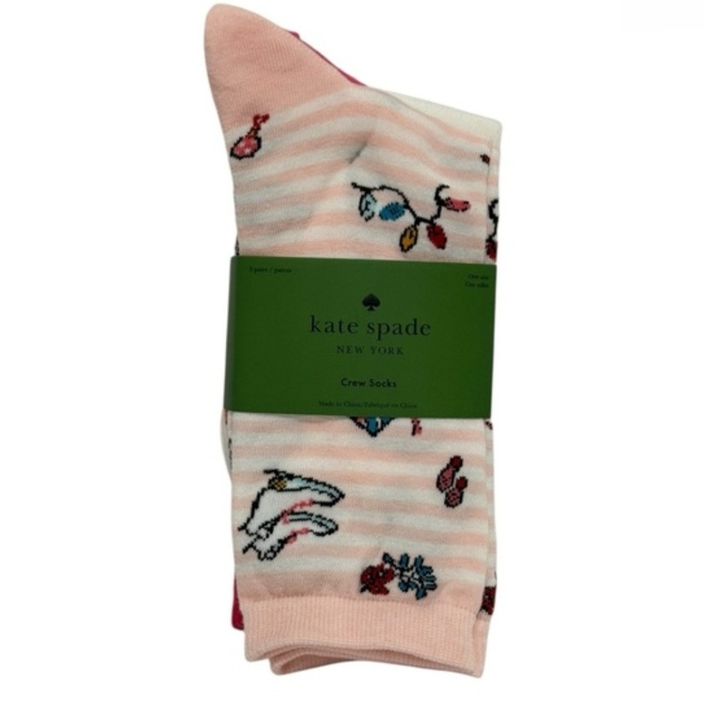 ♠️ Kate Spade Pink and Cream Patterned Crew Socks